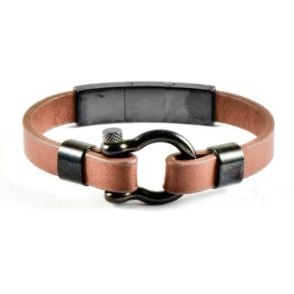 ALE40-1 braided flat brown genuine leather