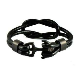 Black leather slip knot with anchor clasp