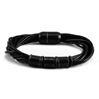 ALE50 - Black Leather Twine with Black Cylinders