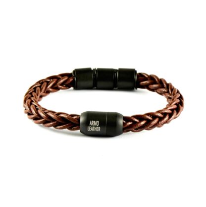 brown braided genuine leather