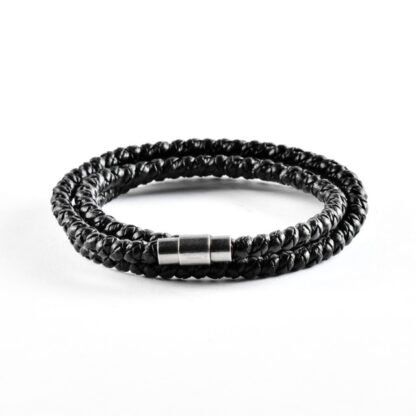 Black Steel Magnetic Clasp and Single Thin Braid