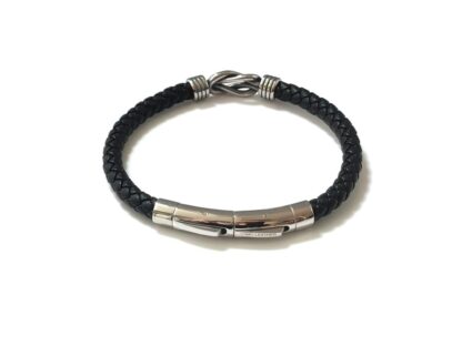 Black Leather with Steel Loop Center