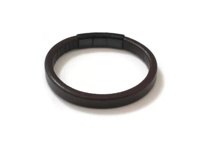 Rounded Dark Brown Leather with Black Clasp