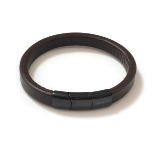 Rounded Dark Brown Leather with Black Clasp