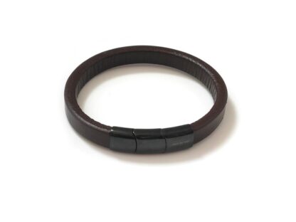 Rounded Dark Brown Leather with Black Clasp