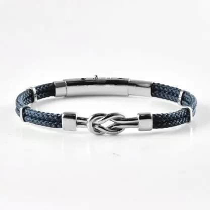 Stainless Steel Loop Knot with Navy Blue Nylon