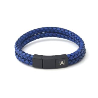 Ocean Blue Double Braid Leather With Adjustable Clasp