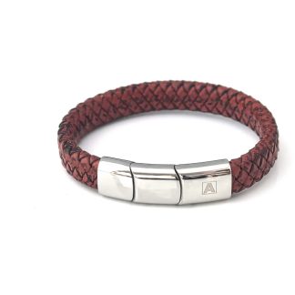 Ox Blood Flat  Braid Leather With Adjustable Clasp